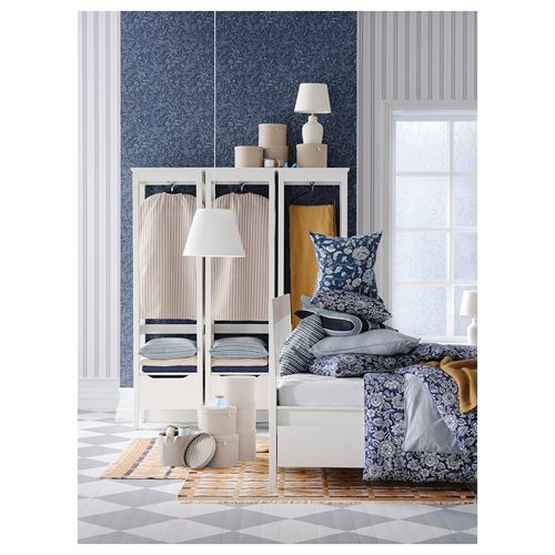 IKEA - GLESSTARR, double quilt cover and 2 pillowcases, dark blue-white, 240x220/50x60 cm