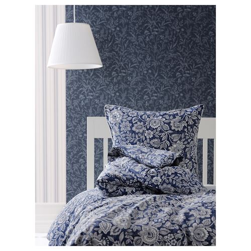 IKEA - GLESSTARR, double quilt cover and 2 pillowcases, dark blue-white, 240x220/50x60 cm