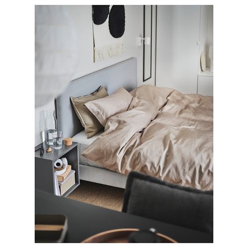 IKEA - LUKTJASMIN, double quilt cover and 2 pillowcases, grey/beige, 240x220/50x60 cm