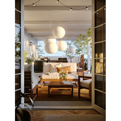 IKEA - NAMMARÖ, 2'li bahçe kanepesi, açık kahverengi, 126 cm