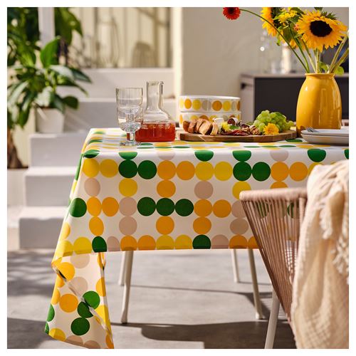 IKEA - BRÖGGAN, tablecloth, dot patterned-multicolor, 145x240 cm