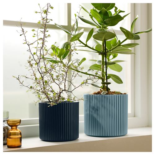 IKEA - DAKSJUS, earthenware plant pot, blue