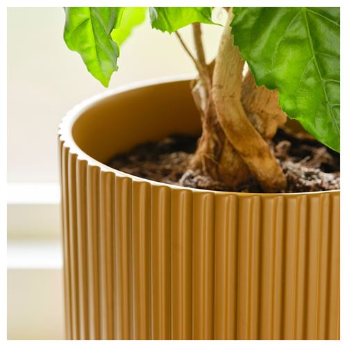 IKEA - DAKSJUS, earthenware plant pot, yellow-brown