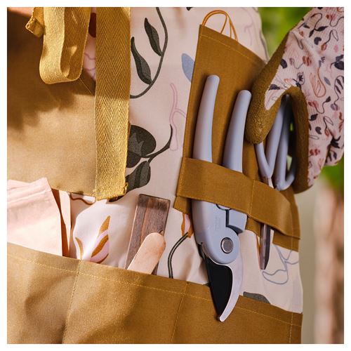 IKEA - DAKSJUS, apron for kitchen, off white-yellow-brown, 73x70 cm