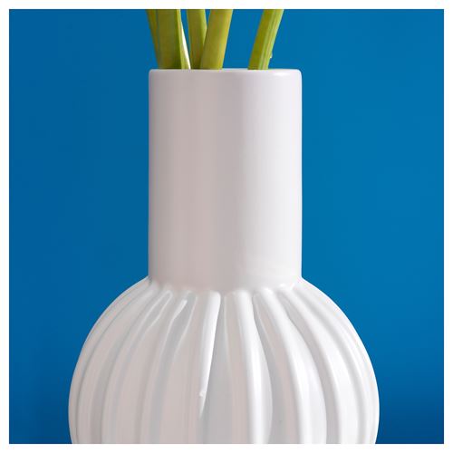 IKEA - SKOGSTUNDRA, stoneware plant vase, white, 27 cm