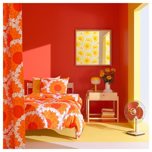 IKEA - KRANSMALVA, single duvet cover sets, orange, 150x200/50x60 cm