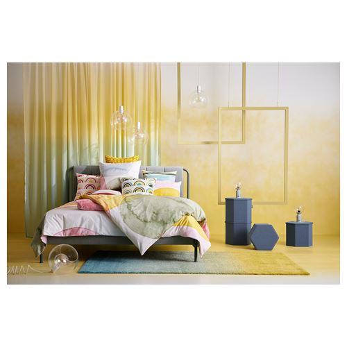 IKEA - OLYMPTISTEL, double quilt cover and 2 pillowcases, multicolour, 240x220/50x60 cm