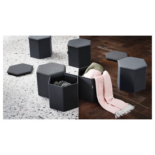 IKEA - KJUGE, pouffe with storage, knisa dark grey