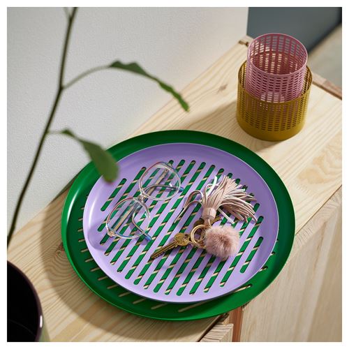 IKEA - TESAMMANS, round tray, green/liliac