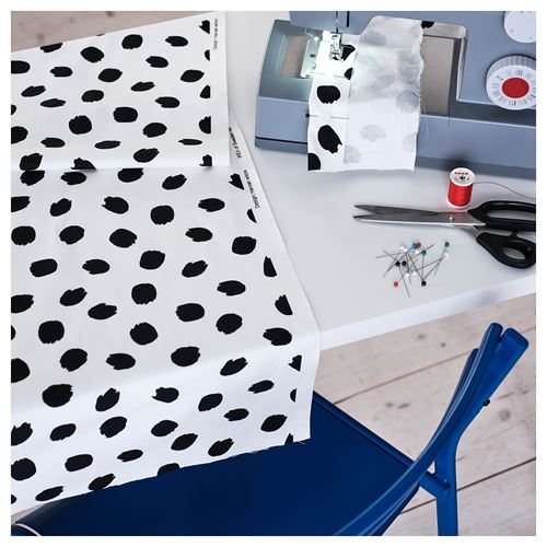 IKEA - SANDLUSERN, pre-cut fabric, black-white, 150x300 cm