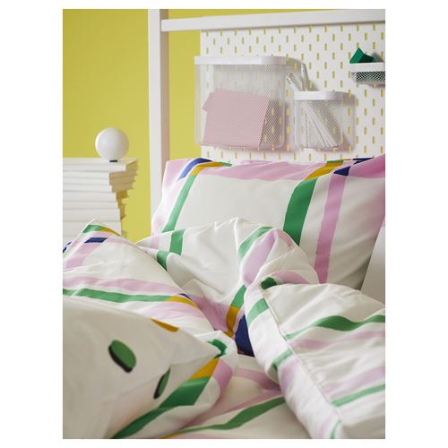 IKEA - SYRABLADMAL, double quilt cover and 2 pillowcases, multicolour, 240x220/50x60 cm