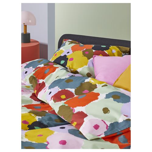 IKEA - MURREVA, double quilt cover and 2 pillowcases, multicolour, 240x220/50x60 cm