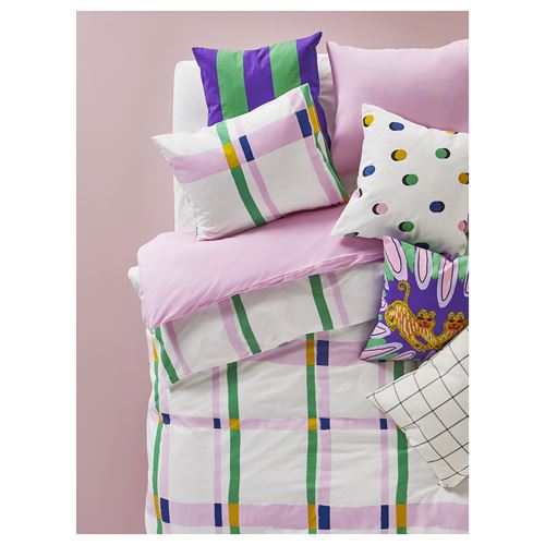 IKEA - SYRABLADMAL, double quilt cover and 2 pillowcases, multicolour, 240x220/50x60 cm