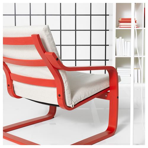 IKEA - POANG, rocking-chair, red-katorp natural colour-beige