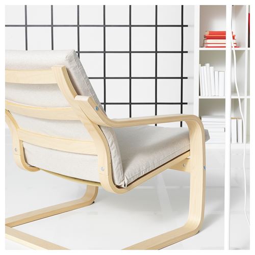 IKEA - POANG, rocking-chair, natural colour-beige-katorp natural colour-beige