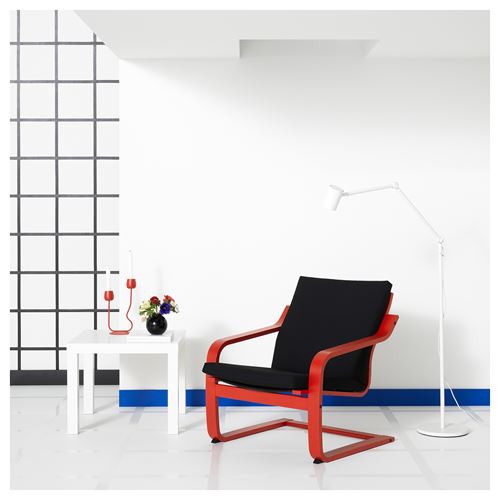 IKEA - POANG, rocking-chair, red-vissle black