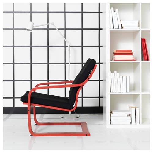 IKEA - POANG, rocking-chair, red-vissle black