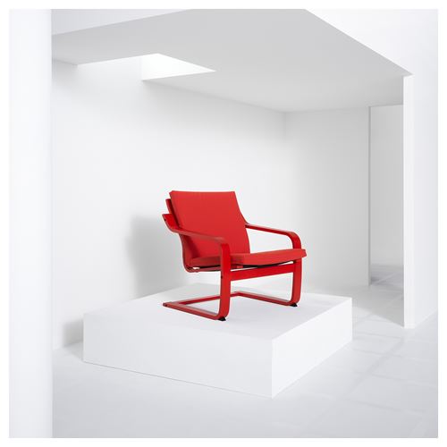 IKEA - POANG, rocking-chair, red-vissle red