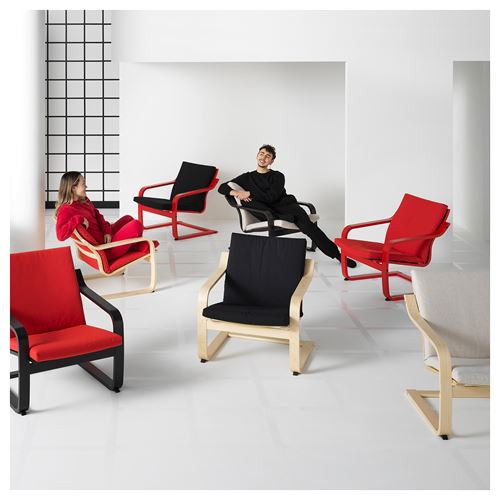 IKEA - POANG, rocking-chair, red-katorp natural colour-beige