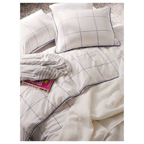 IKEA - BREDVECKLARE, single duvet cover sets, white-blue, 150x200/50x60 cm