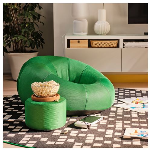 IKEA - BRANNBOLL, inflatable gaming lounge chair, high-gloss green