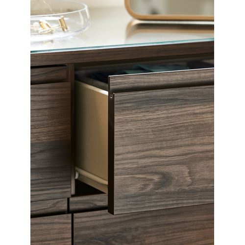 IKEA - STORKLINTA, chest of 6 drawers, oak effect-dark brown, 140x50x75 cm