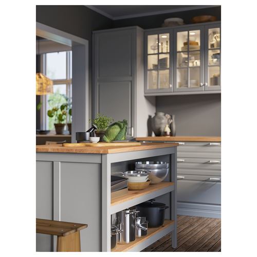 IKEA - TORNVIKEN, kitchen island, grey/oak, 126x77 cm
