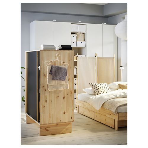 IKEA - GLAMBERGET, sliding wardrobe, pine/black, 117x63x150 cm