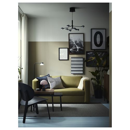 IKEA - SKÖNABACK, 2-seat sofa-bed, vissle yellow/green