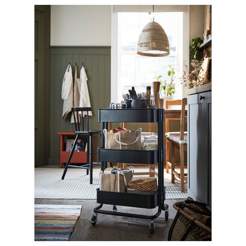 IKEA - RASKOG, servis arabası, siyah, 35x45x77 cm