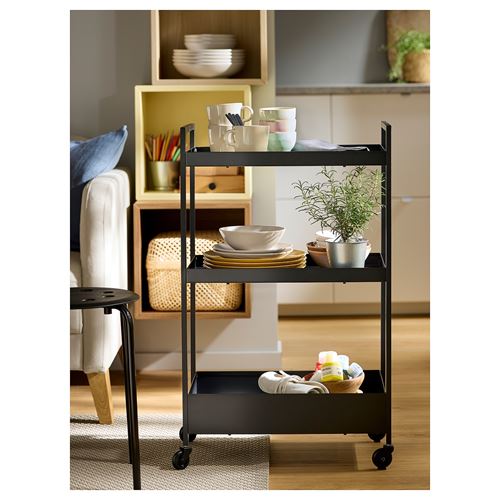 IKEA - NISSAFORS, trolley, black, 50,5x30x83 cm