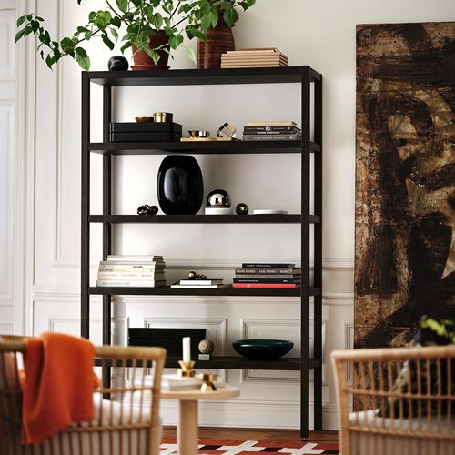IKEA - STOCKHOLM 2025, açık raf ünitesi, meşe kaplama-koyu kahve, 120x40x188 cm