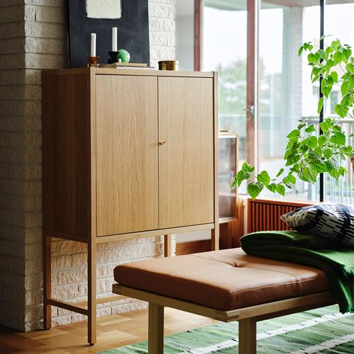 IKEA - STOCKHOLM 2025, kapaklı dolap, meşe kaplama, 80x40x126 cm