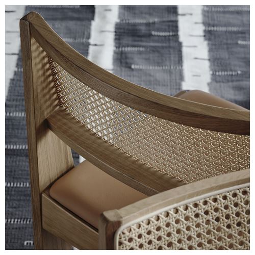 IKEA - STOCKHOLM 2025, yemek masası takımı, meşe kaplama-meşe rattan, 4 sandalyeli