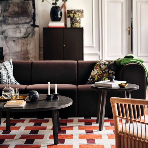 IKEA - STOCKHOLM 2025, el dokuması halı, beyaz-kahverengi-açık mavi, 170x240 cm