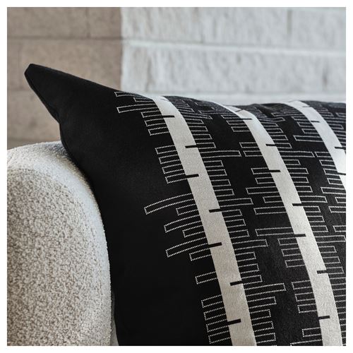 IKEA - STOCKHOLM 2025, lace pillow cover, black-off-white, 50x50 cm