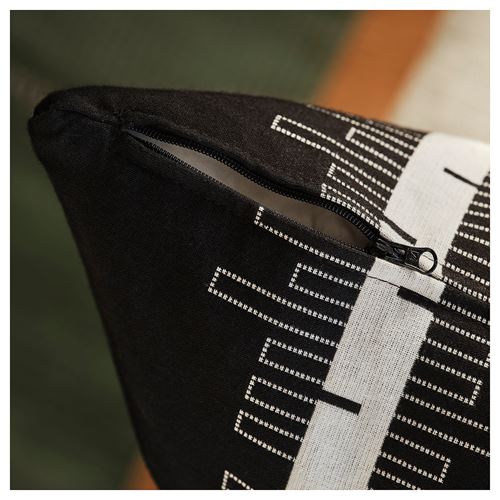 IKEA - STOCKHOLM 2025, lace pillow cover, black-off-white, 50x50 cm
