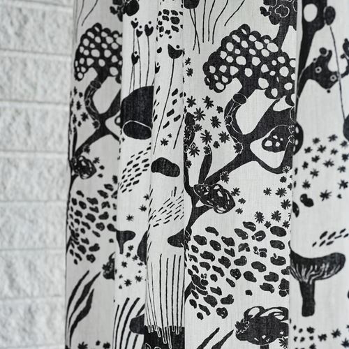 IKEA - STOCKHOLM 2025, fon perde/2 kanat, beyaz-siyah, 145x300 cm