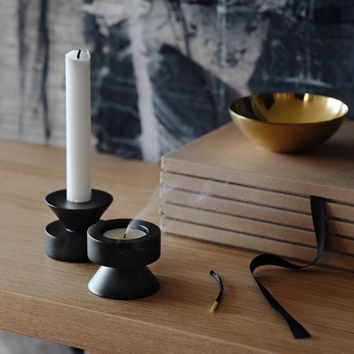 IKEA - STOCKHOLM 2025, şamdan/tealight mumluk, siyah, 6 cm