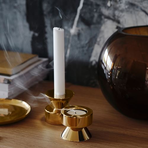 IKEA - STOCKHOLM 2025, şamdan/tealight mumluk, pirinç rengi, 6 cm