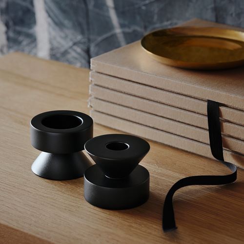 IKEA - STOCKHOLM 2025, şamdan/tealight mumluk, siyah, 6 cm