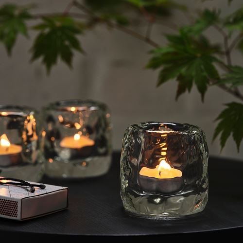 IKEA - STOCKHOLM 2025, tealight mumluk, saydam cam, 8 cm