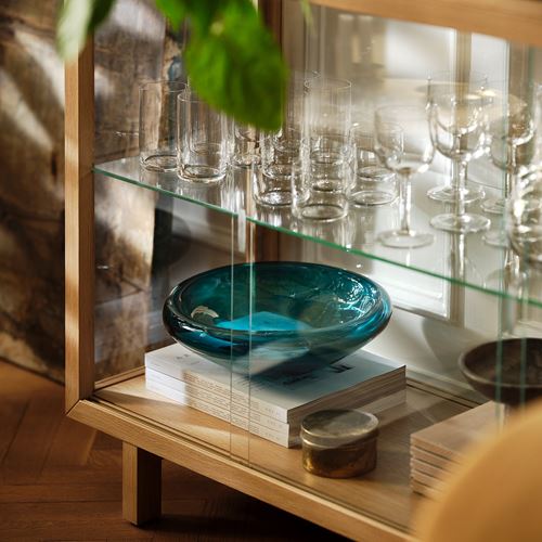 IKEA - STOCKHOLM 2025, dekoratif kase, koyu mavi-turkuaz, 34 cm