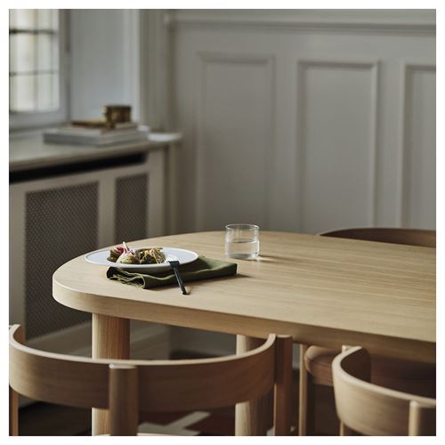 IKEA - STOCKHOLM 2025, yemek masası takımı, meşe kaplama-meşe deri, 6 sandalyeli