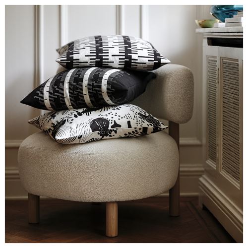 IKEA - STOCKHOLM 2025, lace pillow cover, black-off-white, 50x50 cm