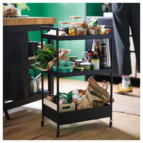 IKEA - NISSAFORS, trolley, black, 50,5x30x83 cm