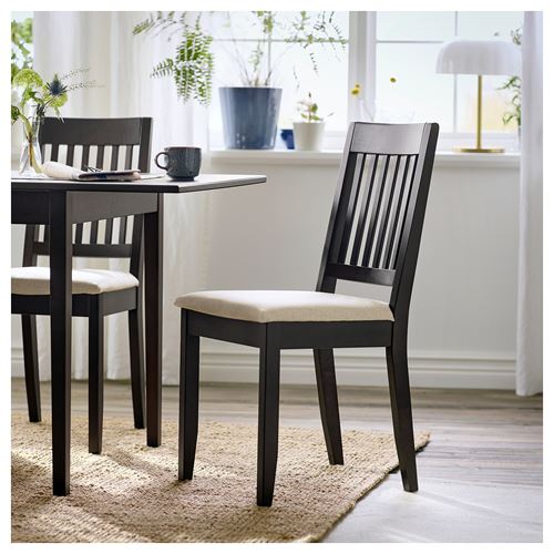 IKEA - NASINGE, dining set, dark brown-Kilinda açık beige, 4 chairs