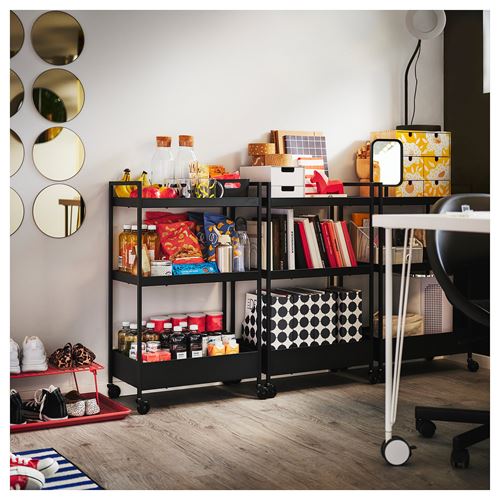 IKEA - NISSAFORS, trolley, black, 50,5x30x83 cm