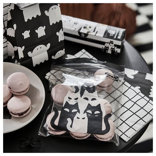 IKEA - KUSTFYR, kilitlenebilir buzdolabı poşeti, kedi deseni gri, 1 lt