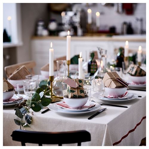 IKEA - VINTERFINT, desenli peçete, şerit deseni kırmızı-beyaz, 38x38 cm